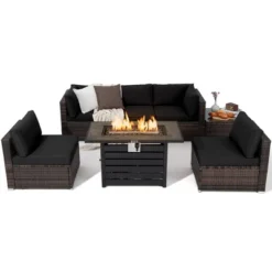 Tangkula 7PCS Patio Rattan Furniture Set 42" Fire Pit Table W/ Cover Cushioned 27 Tangkula 7PCS Patio Rattan Furniture Set 42" Fire Pit Table W/ Cover Cushioned -Garden Furniture Store GUEST 3eb2c258 38f8 4b16 a357 7198bd0c5e37
