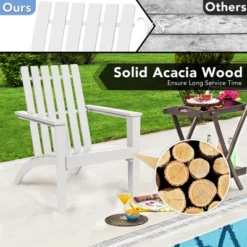Costway 2PCS Patio Adirondack Chair Side Table Set Solid Wood Garden Deck White -Garden Furniture Store GUEST 3fbe2966 d89d 456d b7bb f431ae2c0b47