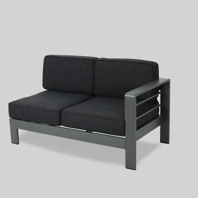 Cape Coral 5pc Aluminum Sofa Set With Cushions - Dark Gray - Christopher Knight Home 3 Cape Coral 5pc Aluminum Sofa Set With Cushions - Dark Gray - Christopher Knight Home - Image 3