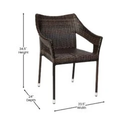 Merrick Lane Weather Resistant Indoor/Outdoor Stacking Patio Dining Chair With Steel Frame And PE Rattan -Garden Furniture Store GUEST 40568c13 3ddd 41f0 8a78 dd59b8d2dc52