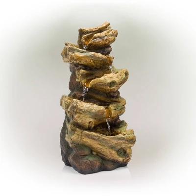 4 Tier Tree Trunk Log Fountain Brown/Gray - Alpine Corporation 3 4 Tier Tree Trunk Log Fountain Brown/Gray - Alpine Corporation - Image 3