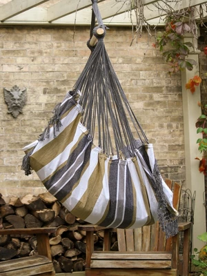 The Hamptons Collection 72” Grey Brazilian Style Hammock Chair With A Hanging Bar 1 The Hamptons Collection 72” Grey Brazilian Style Hammock Chair With A Hanging Bar