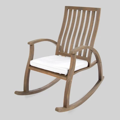 Cayo Acacia Wood Outdoor Patio Rocking Chair - Christopher Knight Home 6 Cayo Acacia Wood Outdoor Patio Rocking Chair - Christopher Knight Home - Image 6