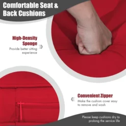 Tangkula Outdoor Porch Swing Bench, Patio Wicker Hanging Swing With Rustproof Chains & Comfortable Cushions Off White/Turquoise/Red/Black -Garden Furniture Store GUEST 4390b865 234a 4ba8 9e5c a9105e0fc027