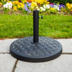 Rashida Round Lattice Weave Umbrella Stand - Saracina Home -Garden Furniture Store GUEST 441a417b d165 4a85 8050 b85d52c0231e