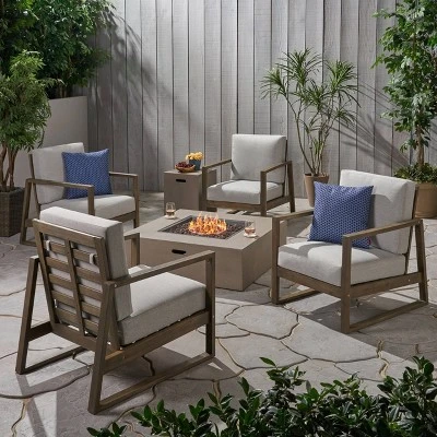 Belgian 6pc Acacia Wood Fire Conversation Set - Christopher Knight Home 6 Belgian 6pc Acacia Wood Fire Conversation Set - Christopher Knight Home - Image 6