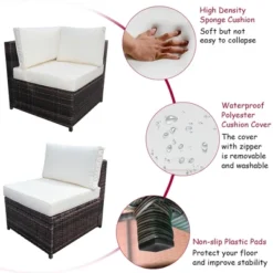 Costway 6PCS Rattan Furniture Set Conversation Cushioned Sofa Armrest Garden TurquoiseWhite 16 Costway 6PCS Rattan Furniture Set Conversation Cushioned Sofa Armrest Garden TurquoiseWhite -Garden Furniture Store GUEST 44cedddf e124 4566 a9b3 57cc569480ff