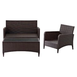 Kiawah 3 Piece Outdoor Wicker Seating Set Sangria - Crosley -Garden Furniture Store GUEST 454f447d 71cc 4a22 806d 7266f8d9a384