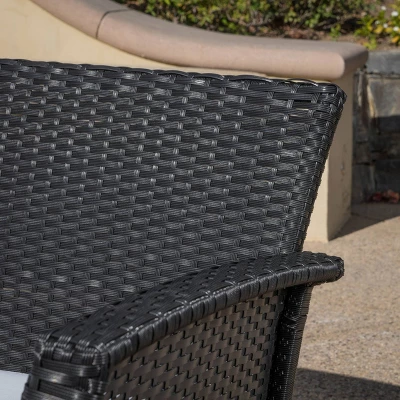 St. Lucia 4pc Wicker Patio Seating Set Black/White - Christopher Knight Home 3 St. Lucia 4pc Wicker Patio Seating Set Black/White - Christopher Knight Home - Image 3