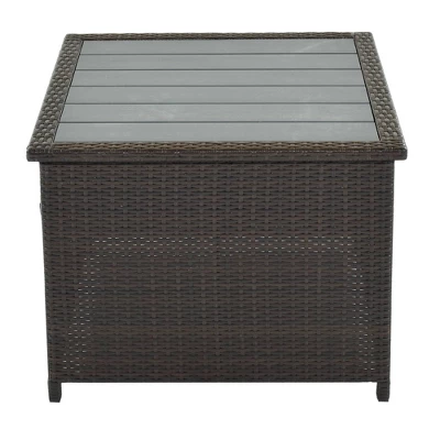 9pc Wicker Patio Sectional Seating Set With Cushions - Brown/Blue - GODEER 12 9pc Wicker Patio Sectional Seating Set With Cushions - Brown/Blue - GODEER - Image 12