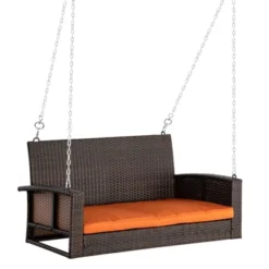 Outsunny 2-Person Wicker Hanging Porch Swing Bench Outdoor Chair With Cushions -Garden Furniture Store GUEST 4667f610 7b4a 4283 a14d ac5c9f337afc