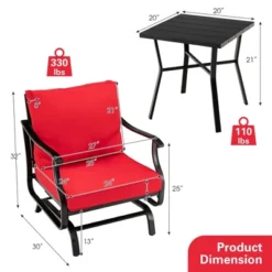 Tangkula 3PCS Outdoor Rocking Chair Set Patio Conversation Bistro Set W/ Red Cushions 11 Tangkula 3PCS Outdoor Rocking Chair Set Patio Conversation Bistro Set W/ Red Cushions -Garden Furniture Store GUEST 4682f625 b38c 4395 a263 cad84ff8b49f
