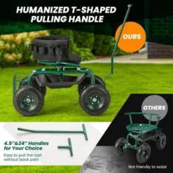 Costway Rolling Garden Cart Outdoor Gardening Workseat With Adjustable Height &Tool Storage -Garden Furniture Store GUEST 47531cdb 362d 4eb1 a849 062bd34c289e
