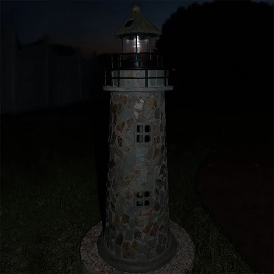 Sunnydaze Decor Sunnydaze Outdoor Backyard Garden Nautical Lighthouse Solar LED Pathlight Statue Figurine - 36" - Cobblestone 8 Sunnydaze Decor Sunnydaze Outdoor Backyard Garden Nautical Lighthouse Solar LED Pathlight Statue Figurine - 36" - Cobblestone - Image 8