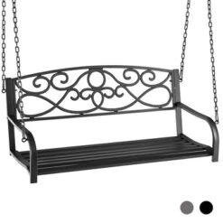 Tangkula Patio Hanging Porch Swing Outdoor 2-Person Metal Swing Bench Chair W/ Chains -Garden Furniture Store GUEST 4859547d b4f2 4b67 8d66 af8627121c90