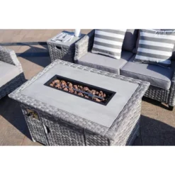 5pc Patio Wicker Conversation Set With Fire Pit Light Gray - Direct Wicker -Garden Furniture Store GUEST 48699218 ed8b 4538 8998 2f7ed536bc44