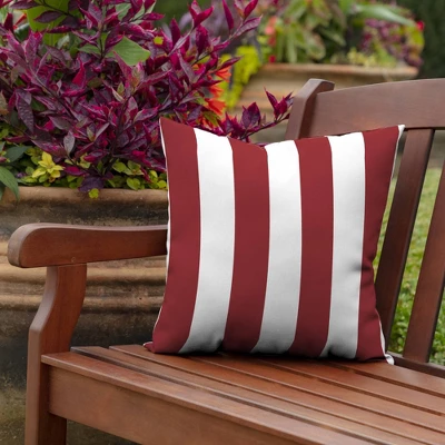 Arden Selections 16" X 16" Outdoor Decorative Throw Pillow Cabana Stripe Ruby 1 Arden Selections 16" X 16" Outdoor Decorative Throw Pillow Cabana Stripe Ruby