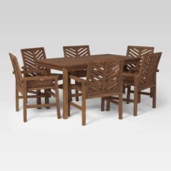 7pc Slatted Chevron Acacia Patio Dining Set - Saracina Home -Garden Furniture Store GUEST 4871da67 cad9 4005 bad1 36caadb12835