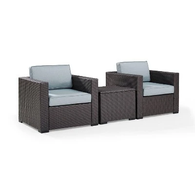 Biscayne 3pc Outdoor Wicker Seating Set - Mist - Crosley 5 Biscayne 3pc Outdoor Wicker Seating Set - Mist - Crosley - Image 5