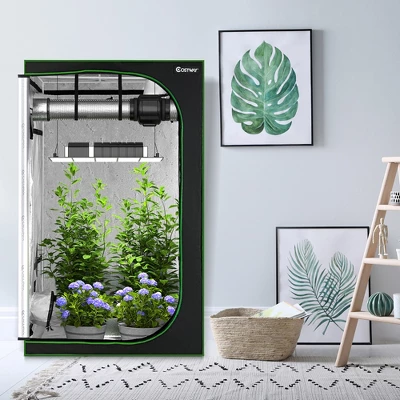 Costway 4x4 Grow Tent, 48''x48''x80'' High Reflective Mylar W/Observation Window GrayBlack 6 Costway 4x4 Grow Tent, 48''x48''x80'' High Reflective Mylar W/Observation Window GrayBlack - Image 6