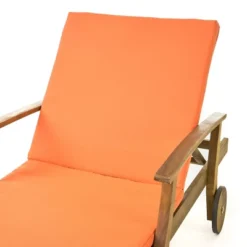 Perla 3pc Outdoor Acacia Wood Chaise Lounge Set With Cushions - Teak/Orange - Christopher Knight Home -Garden Furniture Store GUEST 490d1b01 a66a 42fb 9279 11f73822e716