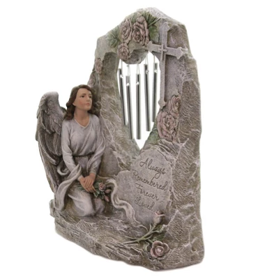 Home & Garden Memorial Angel Garden Chime - One Garden Statue 11 Inches - Bereavement Cross - 602093 - Polyresin - Gray 2 Home & Garden Memorial Angel Garden Chime - One Garden Statue 11 Inches - Bereavement Cross - 602093 - Polyresin - Gray - Image 2
