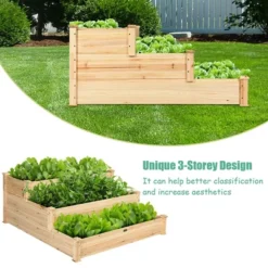 Costway 3 Tier Wooden Raised Vegetable Garden Bed Elevated Planter Kit Outdoor Gardening -Garden Furniture Store GUEST 494c98e4 5c0f 467d 8909 e0eb354491b7