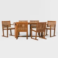 Saracina Home 7pc Modern Slatted Acacia Outdoor Dining Set With Trapezoid Legs 10 Saracina Home 7pc Modern Slatted Acacia Outdoor Dining Set With Trapezoid Legs -Garden Furniture Store GUEST 4a9c5be8 f083 42b7 b2bc 555b83314b2e