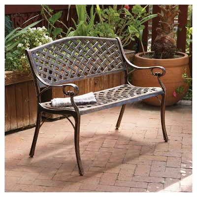 Cozumel Cast Aluminum Patio Bench - Antique Copper - Christopher Knight Home 1 Cozumel Cast Aluminum Patio Bench - Antique Copper - Christopher Knight Home