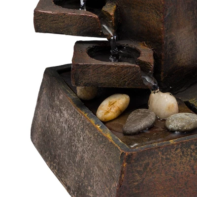 11" Resin Tiered Stone Eternity Tabletop Fountain Brown - Alpine Corporation 6 11" Resin Tiered Stone Eternity Tabletop Fountain Brown - Alpine Corporation - Image 6