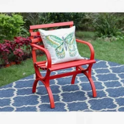 Outdoor Steel Single Seat Garden Arm Chair - Red - Captiva Designs