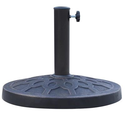 Outsunny 18" 26 Lbs Round Resin Umbrella Base Stand Market Parasol Holder With Beautiful Decorative Pattern & Easy Setup, For Φ1.5", Φ1.89" Pole, For Lawn, Deck, Backyard, Garden, Bronze 3 Outsunny 18" 26 Lbs Round Resin Umbrella Base Stand Market Parasol Holder With Beautiful Decorative Pattern & Easy Setup, For Φ1.5", Φ1.89" Pole, For Lawn, Deck, Backyard, Garden, Bronze - Image 3