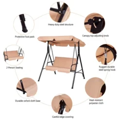 Costway Loveseat Patio Canopy Swing Glider Hammock Cushioned Steel Frame Outdoor -Garden Furniture Store GUEST 4cce2e52 e269 4828 9c40 5a4e8547eaec