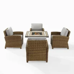 Bradenton 5pc Outdoor Wicker Arm Chair & Fire Table Set - Crosley -Garden Furniture Store GUEST 4d3b41e3 8526 4da2 aed8 c4a3163890ea