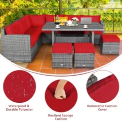 Costway 7 PCS Patio Rattan Dining Set Sectional Sofa Couch Ottoman Garden WhiteRedBlack 20 Costway 7 PCS Patio Rattan Dining Set Sectional Sofa Couch Ottoman Garden WhiteRedBlack -Garden Furniture Store GUEST 4d5859ab ed68 48e5 b1a8 666bb4c33928