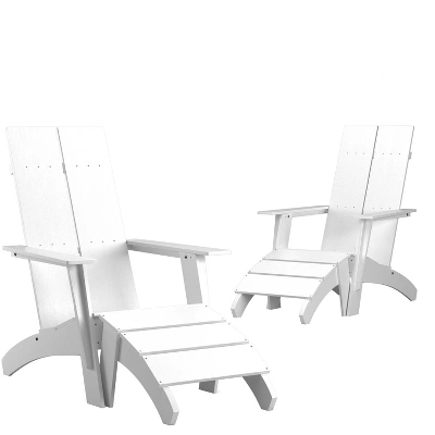 Emma And Oliver Set Of 2 Indoor/Outdoor 2-Slat Adirondack Style Chairs & Footrests 13 Emma And Oliver Set Of 2 Indoor/Outdoor 2-Slat Adirondack Style Chairs & Footrests - Image 13