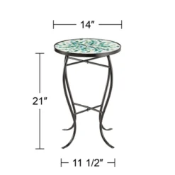 Teal Island Designs Modern Black Round Outdoor Accent Side Tables 14" Wide Set Of 2 Aqua Green Mosaic Tabletop Front Porch Patio Home House -Garden Furniture Store GUEST 4e19ce9a e0ea 4cd8 91f3 9614cb550a2a