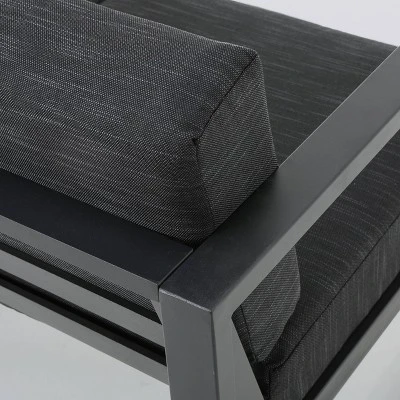 Navan 12pc Aluminum Sectional Sofa Seating Set Black/Dark Gray - Christopher Knight Home 2 Navan 12pc Aluminum Sectional Sofa Seating Set Black/Dark Gray - Christopher Knight Home - Image 2