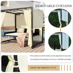 Patio Outdoor 3-Seat PE Rattan Swing Bed With Adjustable Curtains-ModernLuxe -Garden Furniture Store GUEST 4ed968e8 3691 4d1a a2aa a0bc1c42b6d9