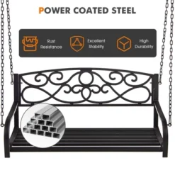Tangkula Patio Hanging Porch Swing Outdoor 2-Person Metal Swing Bench Chair W/ Chains -Garden Furniture Store GUEST 50343f46 6c03 4617 aa9d 22f76d24263c