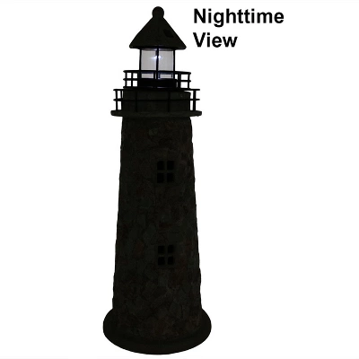 Sunnydaze Decor Sunnydaze Outdoor Backyard Garden Nautical Lighthouse Solar LED Pathlight Statue Figurine - 36" - Cobblestone 2 Sunnydaze Decor Sunnydaze Outdoor Backyard Garden Nautical Lighthouse Solar LED Pathlight Statue Figurine - 36" - Cobblestone - Image 2