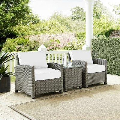 Bradenton 3pc Outdoor Wicker Seating Set With Side Table & 2 Arm Chairs - Crosley 1 Bradenton 3pc Outdoor Wicker Seating Set With Side Table & 2 Arm Chairs - Crosley