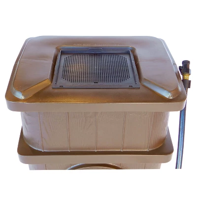 FCMP Outdoor WG4000 45 Gallon Wood Grain Outdoor Home Rain Water Catcher Barrel Flat Back Container With Spigots And Mesh Screen, Brown 5 FCMP Outdoor WG4000 45 Gallon Wood Grain Outdoor Home Rain Water Catcher Barrel Flat Back Container With Spigots And Mesh Screen, Brown - Image 5