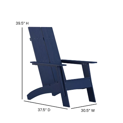 Emma And Oliver Indoor/Outdoor Modern 2-Slat Adirondack Style Chair And Footrest 3 Emma And Oliver Indoor/Outdoor Modern 2-Slat Adirondack Style Chair And Footrest - Image 3