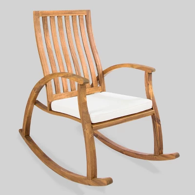 Cayo Acacia Wood Outdoor Patio Rocking Chair - Christopher Knight Home 5 Cayo Acacia Wood Outdoor Patio Rocking Chair - Christopher Knight Home - Image 5