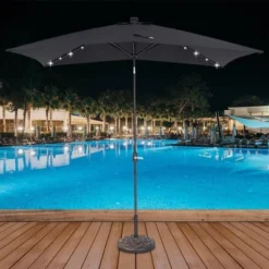 10' X 6.5' Solar LED Patio Umbrella With Tilt And Crank Lift Black - Wellfor 15 10' X 6.5' Solar LED Patio Umbrella With Tilt And Crank Lift Black - Wellfor -Garden Furniture Store GUEST 52d626bd c326 48cc 8035 b64554efbfaf