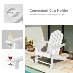 Tangkula Patio 3PCS Adirondack Chair Side Table Set Outdoor Chair Set With End Table Weather Resistant Cup Holder For Backyard Garden White 8 Tangkula Patio 3PCS Adirondack Chair Side Table Set Outdoor Chair Set With End Table Weather Resistant Cup Holder For Backyard Garden White -Garden Furniture Store GUEST 5304c282 f0e2 4f49 85e7 935a558d71d7