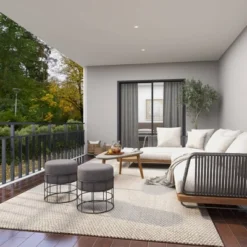 Metal Fabric Patio Garden Stool - Olivia & May -Garden Furniture Store GUEST 53159286 93f3 4a3a 99f0 56111bcbb8a1