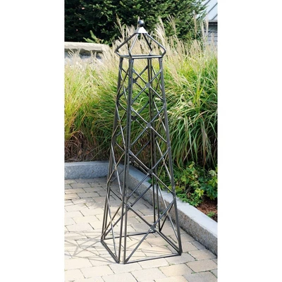 67" Tall Iron Lattice Obselisk Garden Trellis Graphite Powder Coat Finish - Achla Designs 1 67" Tall Iron Lattice Obselisk Garden Trellis Graphite Powder Coat Finish - Achla Designs