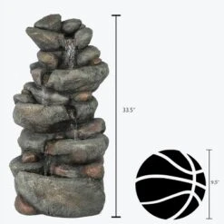 LuxenHome 33.5" H Gray Resin Cascading Rock Outdoor Fountain -Garden Furniture Store GUEST 53506b76 3c92 4ed2 9db8 7c03052fa216